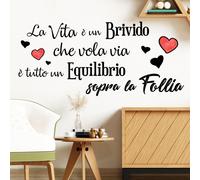 Frasi adesive per muro la vita è un brivido wall stickers casa scritta canzone