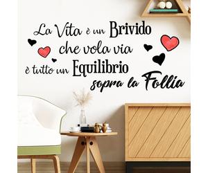 Frasi adesive per muro la vita è un brivido wall stickers casa scritta canzone