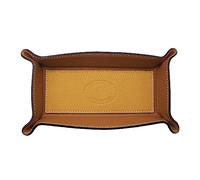 FrasiBags Svuotatasche Design Moderno in Vera Pelle Made in Italy, Vassoio Portaoggetti Ingresso, Svuota Tasche da Ingresso Organizer Scrivania Rettangolare Piccolo (Senape)