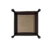 FrasiBags Svuotatasche Organizer Scrivania in Vera Pelle Made in Italy, Svuota Tasche Vassoio Porta Oggetti in Pelle Quadrato (Taupe)