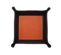 FrasiBags Svuotatasche Organizer Scrivania in Vera Pelle Made in Italy, Svuota Tasche Vassoio Porta Oggetti in Pelle Quadrato (Arancione)