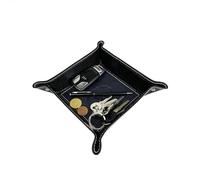 FrasiBags Vassoio Svuotatasche in Vera Pelle Quadrato, Centrotavola Portaoggetti Svuota Tasche in Pelle, Moderno Vassoio Portachiavi Ingresso, Svuotatasche Design Moderno Quadrato Made in Italy (Blu)