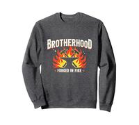 Fratellanza forgiata in Fire Blacksmith Graphic, Felpa, Unisex per Adulti, Grigio Scuro, L