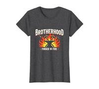 Fratellanza forgiata in Fire Blacksmith Graphic, Maglietta, Donna, Grigio Scuro, L