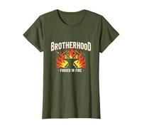 Fratellanza forgiata in Fire Blacksmith Graphic, Maglietta, Donna, Oliva, XL