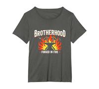Fratellanza forgiata in Fire Blacksmith Graphic, Maglietta, Donna Plus-Size, Asfalto, 4X