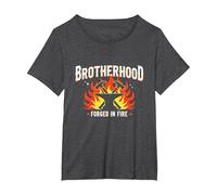 Fratellanza forgiata in Fire Blacksmith Graphic, Maglietta, Donna Plus-Size, Grigio Scuro, 2X
