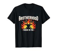 Fratellanza forgiata in Fire Blacksmith Graphic, Maglietta, Uomo, Nero, L