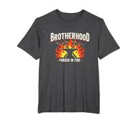 Fratellanza forgiata in Fire Blacksmith Graphic, Maglietta, Uomo Taglie Grandi, Grigio Scuro, 5X Tall