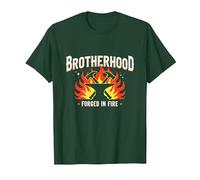 Fratellanza forgiata in Fire Blacksmith Graphic, Maglietta, Uomo, Verde Foresta, L
