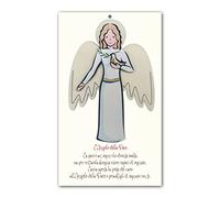 Fratelli Bonella | Angelo in Legno di Pioppo - con Foro per appenderlo - Regalo o per un’occasione Speciale | Made in Italy (Angelo della Pace)