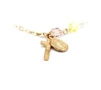 Fratelli Bonella | Bracciale rosario in argento 925 con grani in cristallo Swaroski multicolor a forma cubica | Made in Italy