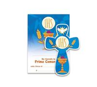 Fratelli Bonella | Croce per Bambini con Attestato Ricordo Prima Comunione in Resina Porcellanata | Made in Italy