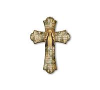 Fratelli Bonella | Crocifisso da parete in legno vintage raffigurante il Cuore Immacolato di Maria 17x24cm | Made in Italy