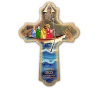 Fratelli Bonella | Crocifisso da parete in legno vintage raffigurante il Giubileo versione testo spagnolo | Made in Italy