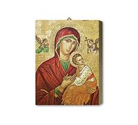 Fratelli Bonella | Icona della Madonna del Perpetuo Soccorso in Nobilitato di Rovere Dorato 19.7 x 25 cm | Made in Italy