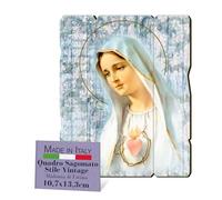 FRATELLI BONELLA - Madonna di Fatima del Ferruzzi Quadro Sagomato Vintage in Legno di Pioppo 10.7 x 13.3 cm