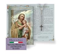 FRATELLI BONELLA - Novena a San Giuseppe con Illustrazioni a Colori - Novena con Rosario in Vetro Incluso - Opuscolo 24 Pagine per Pregare