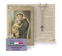 FRATELLI BONELLA - Novena a San'Antonio con Illustrazioni a Colori - Novena con Rosario in Vetro Incluso - Opuscolo 24 Pagine per Pregare