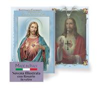 FRATELLI BONELLA - Novena al Sacro Cuore di Gesù con Illustrazioni a Colori - Novena con Rosario in Vetro Incluso - Opuscolo 24 Pagine per Pregare