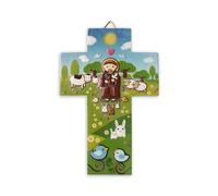 Fratelli Bonella per Little Drops Of Water | Croce in resina raffigurante San Francesco | Made in Italy