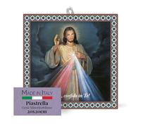 FRATELLI BONELLA - Piastrella 20x20 cm in Ceramica Raffigurante Gesù Misericordioso - Piastrella con Figura Sacra da Appendere - Piastrella in Ceramica