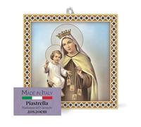 FRATELLI BONELLA - Piastrella 20x20 cm in Ceramica Raffigurante la Madonna del Carmelo - Piastrella con Figura Sacra da Appendere - Piastrella in Ceramica Regalo Ideale