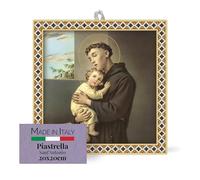 FRATELLI BONELLA - Piastrella 20x20 cm in Ceramica Raffigurante Sant'Antonio - Figura Sacra da Appendere