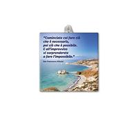Fratelli Bonella | Piastrella con frase ispirazionale di San Francesco D'Assisi con Scatola Regalo 10x10 cm | Made in Italy