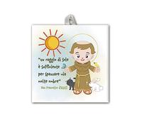Fratelli Bonella | Piastrella decorata con frase di San Francesco d'Assisi con Scatola Regalo 10x10 cm | Made in Italy