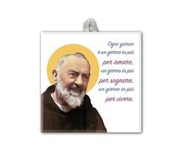 Fratelli Bonella | Piastrella in Ceramica con Padre Pio in Scatola Regalo 10x10 cm | Made In Italy