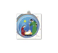 Fratelli Bonella | Piastrella in Ceramica della Natività Contemporanea 10x10 cm con Occhiello in Scatola Regalo in Raso | Made in Italy (Piastrella della Natività Contemporanea)