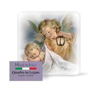 FRATELLI BONELLA - Quadretto da Appoggio con Angelo Custode - Quadretto in Legno Sagomato con Scatola Regalo - Soprammobile Religioso 10x10 cm