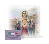 FRATELLI BONELLA - Quadretto da Appoggio con Cuore Immacolato di Maria - Quadretto in Legno Sagomato con Scatola Regalo - Soprammobile Religioso 10x10 cm