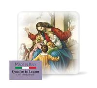 FRATELLI BONELLA - Quadretto da Appoggio con Gesù con Pargoli - Quadretto in Legno Sagomato con Scatola Regalo - Soprammobile Religioso 10x10 cm