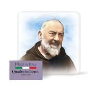 FRATELLI BONELLA - Quadretto da Appoggio con Padre Pio - Quadretto in Legno Sagomato con Scatola Regalo - Soprammobile Religioso 10x10 cm