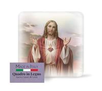 FRATELLI BONELLA - Quadretto da Appoggio con Sacro Cuore di Gesù - Quadretto in Legno Sagomato con Scatola Regalo - Soprammobile Religioso 10x10 cm