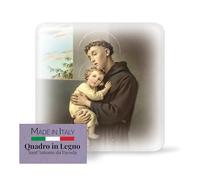 FRATELLI BONELLA - Quadretto da Appoggio con Sant'Antonio da Padova - Quadretto in Legno Sagomato con Scatola Regalo - Soprammobile Religioso 10x10 cm