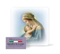 FRATELLI BONELLA - Quadretto da Appoggio Madonna con Bambino - Quadretto in Legno Sagomato con Scatola Regalo - Soprammobile Religioso 10x10 cm