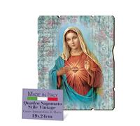 FRATELLI BONELLA - Quadro Cuore Immacolato di Maria Sagomato Vintage - Quadro Legno di Pioppo Spessore 8mm - Quadro Religioso Camera Da Letto 19x24 cm - 100% Made in Italy