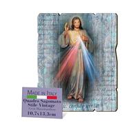 FRATELLI BONELLA - Quadro Gesù Misericordioso Sagomato Vintage - Quadro Legno di Pioppo Spessore 8mm - Quadro Religioso Camera Da Letto 10.7 x 13.3 cm - 100% Made in Italy