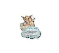 Fratelli Bonella | Quadro in legno del Bambino in culla Vegliato da due Angeli per Bambino con preghiera Angelo di Dio 11x14 cm | Made in Italy