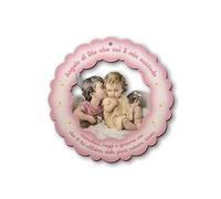 Fratelli Bonella | Quadro in legno dell’angelo del bacio per bambina con preghiera Angelo di Dio 12x12 cm | Made in Italy