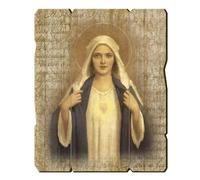 Fratelli Bonella | Quadro In Legno Sagomato Stile Vintage del Cuore Immacolato di Maria f.to 10,7x13,3 cm | Made in Italy