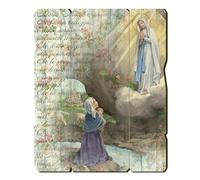 Fratelli Bonella | Quadro In Legno Sagomato Stile Vintage della Madonna di Lourdes con Bernadette 19x24 cm | Made in Italy