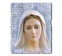 Fratelli Bonella | Quadro In Legno Sagomato Stile Vintage della Madonna di Medjugorje f.to 10,7x13,3 cm | Made in Italy