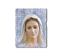 Fratelli Bonella | Quadro In Legno Sagomato Stile Vintage della Madonna di Medjugorje f.to19x24 cm | Made in Italy
