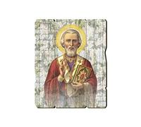 Fratelli Bonella | Quadro In Legno Sagomato Stile Vintage di San Nicola f.to 19x24 cm | Made in Italy