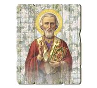 Fratelli Bonella | Quadro In Legno Sagomato Stile Vintage di San Nicola f.to 28,5x35,5 cm | Made in Italy