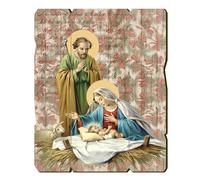 Fratelli Bonella | Quadro In Legno Sagomato Stile Vintage Natività f.to 19x24 cm | Made in Italy